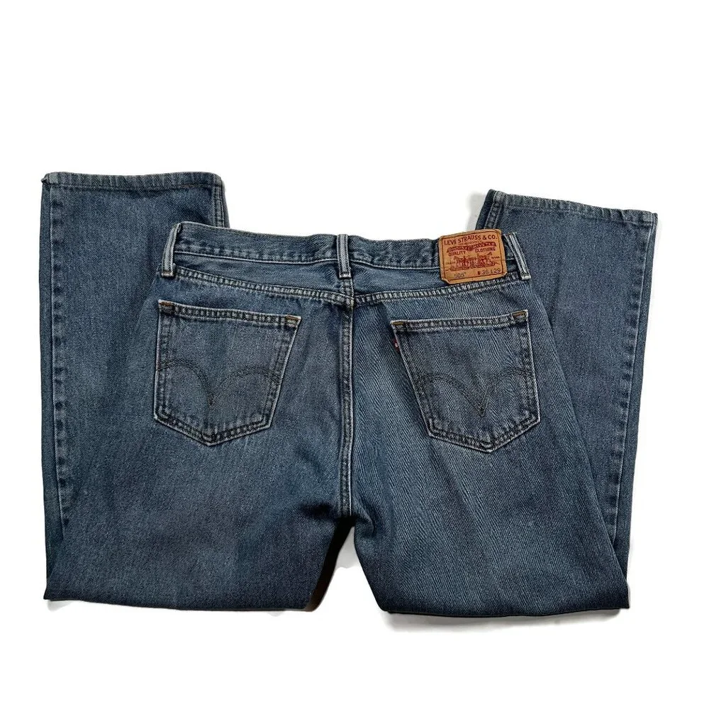 Levis 505 Regular Straight Leg 36 x 29 Blue Jeans Mens Denim Actual 36 x‎ 27